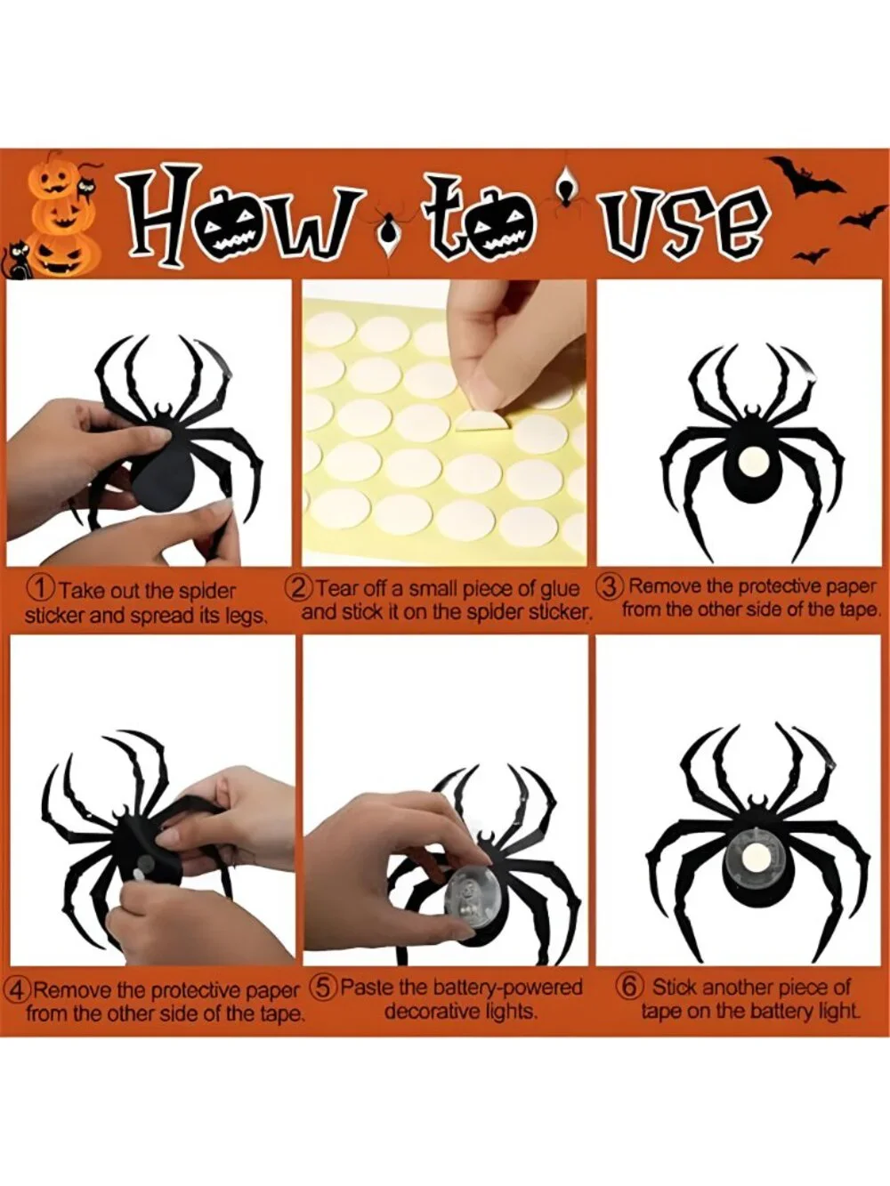 36 Pack Halloween Bat Spider Wall Decor LED Bat Spider Wall Stickers
